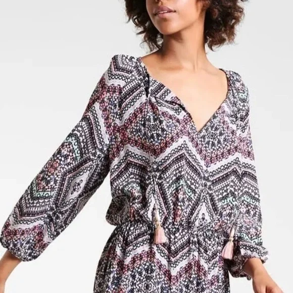 Seafolly Australia Women’s Indian Summer Split Neck Tassel Mini Dress Size S - Picture 9 of 9